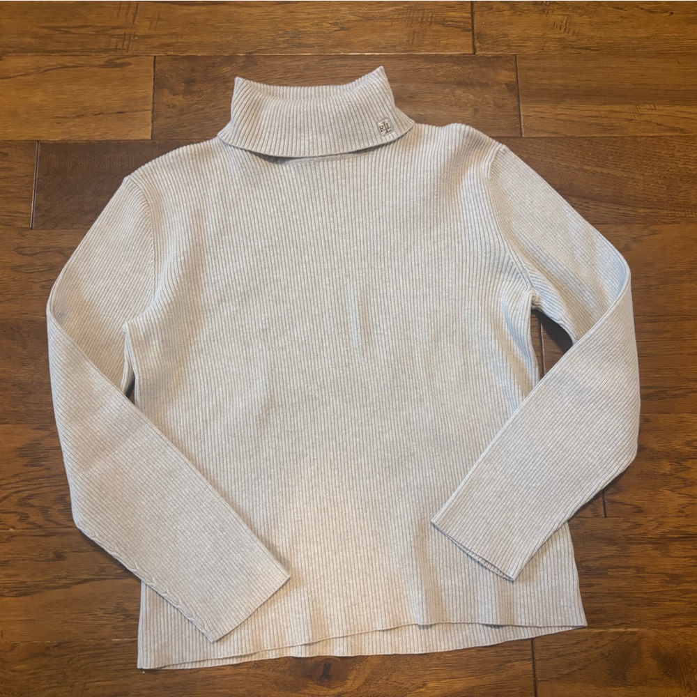 Lauren Ralph Lauren Light Cream Ribbed Turtleneck Sweater